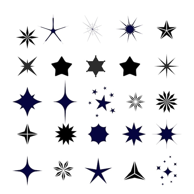 Estrella dorada desde diferentes ángulos Estrellas metálicas realistas aisladas elemento de diseño navideño