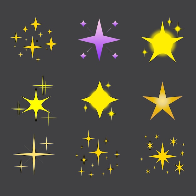 Estrella dorada desde diferentes ángulos Estrellas metálicas realistas aisladas elemento de diseño navideño