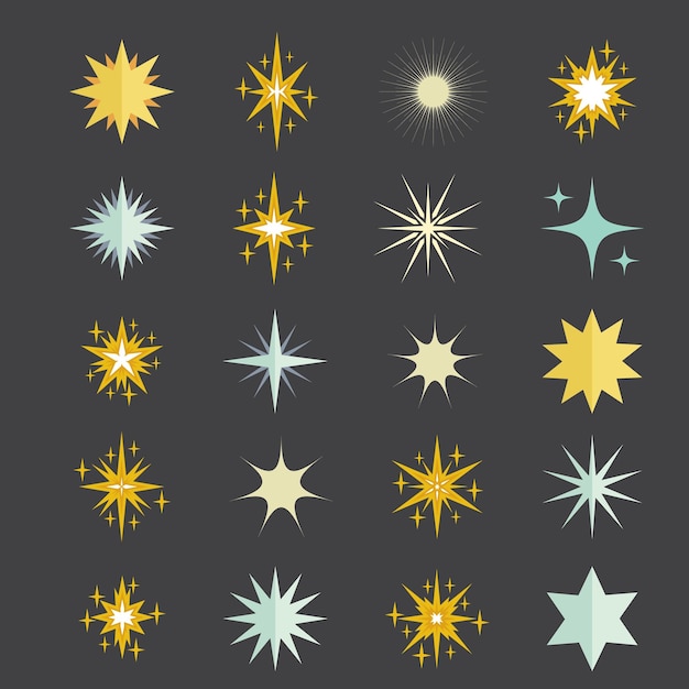 Estrella dorada desde diferentes ángulos Estrellas metálicas realistas aisladas elemento de diseño navideño