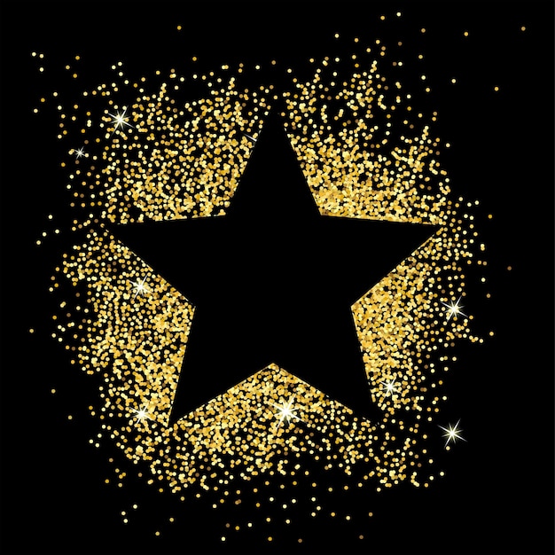 Estrella dorada con estrella de plantilla de destellos para banner publicitario tienda de texto descuentos certificado de regalo