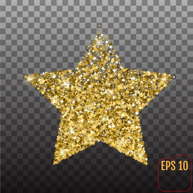 Estrella dorada de estrellas icono de estrella dorada brillante sobre fondo transparente para pancartas ilustraciones tarjetas postales vacaciones ilustración vectorial