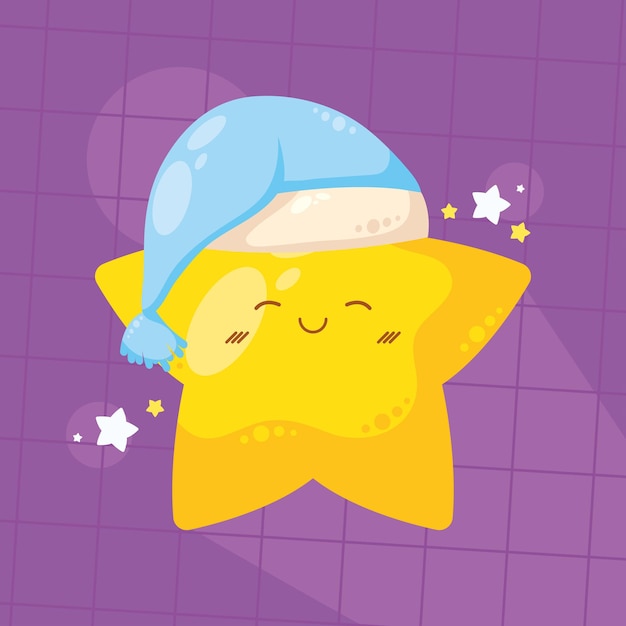 Vector estrella durmiendo con sombrero