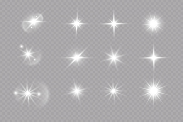 estrella de efecto de brillo sobre fondo transparente ilustración de vector de sol brillante