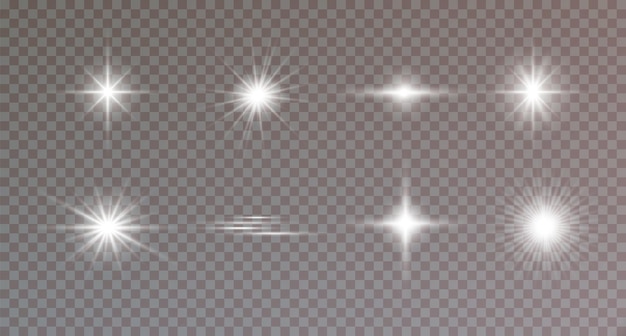 estrella de efecto de brillo sobre fondo transparente ilustración de vector de sol brillante