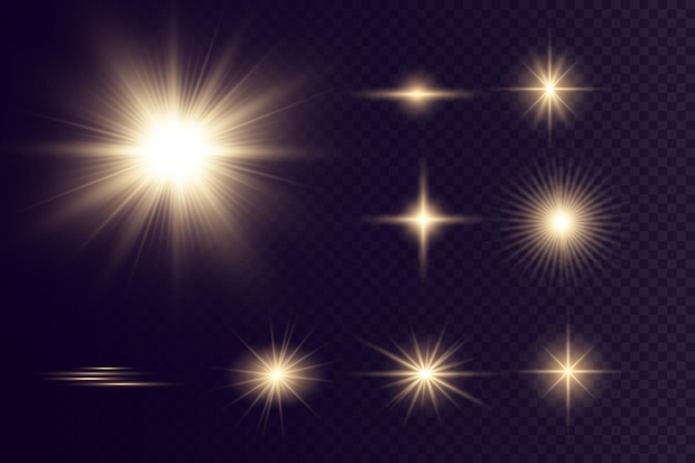 estrella de efecto de brillo sobre fondo transparente ilustración de vector de sol brillante