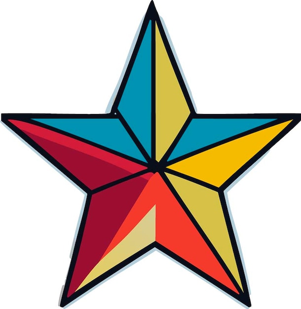 una estrella con una estrella amarilla y roja en ella
