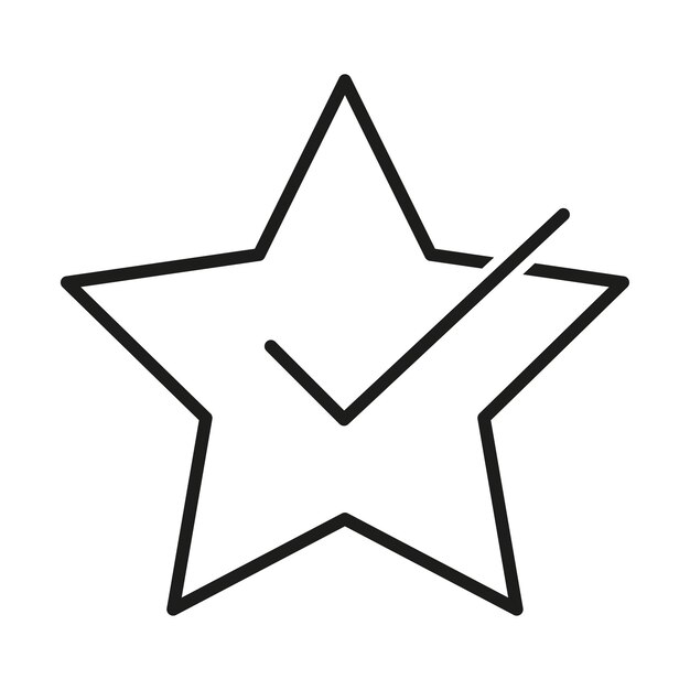 Vector estrella, favorito, señal, tela, icono, con, garrapata, señal, vector, ilustración, imagen común