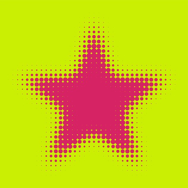 Estrella de fondo de vector de medio tono estrella rosada aislada