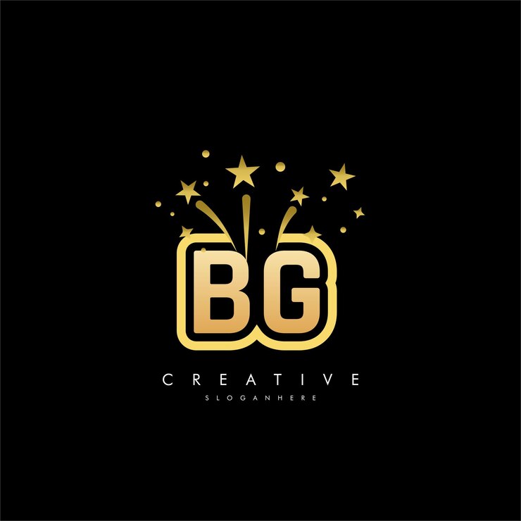 Vector estrella de fuegos artificiales logotipo en la letra bg o gb fuegos artificiales en movimiento estampa de vector de símbolo de estrella