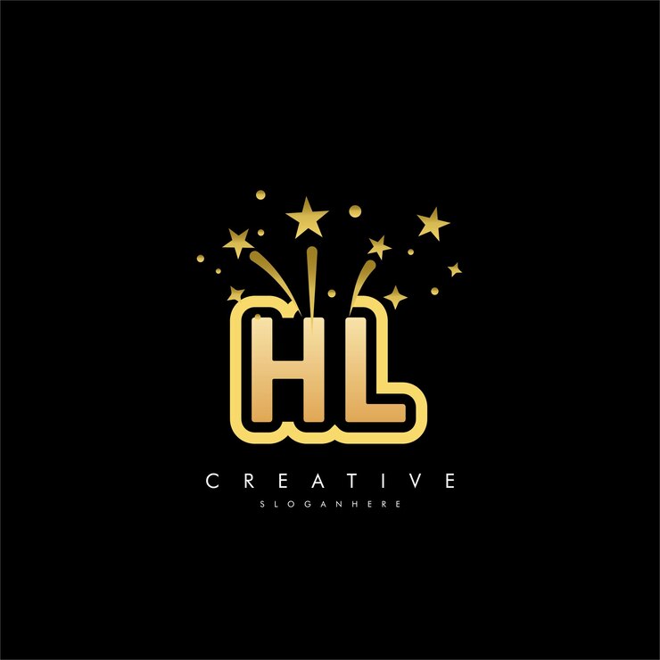 Vector estrella de fuegos artificiales logotipo en la letra hl lh fuegos artificiales en movimiento vector de símbolo de estrella