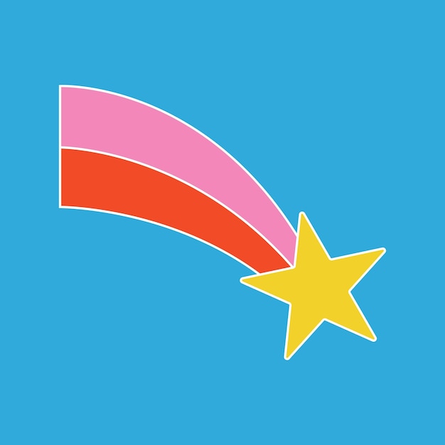 Estrella fugaz con líneas coloridas aisladas en un fondo azul claro Ilustración vectorial