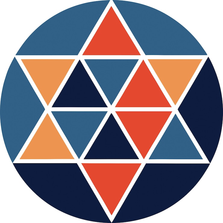 Vector estrella geométrica mandala triángulos entrelazados diseño de círculo arte abstracto patrón simetría colo