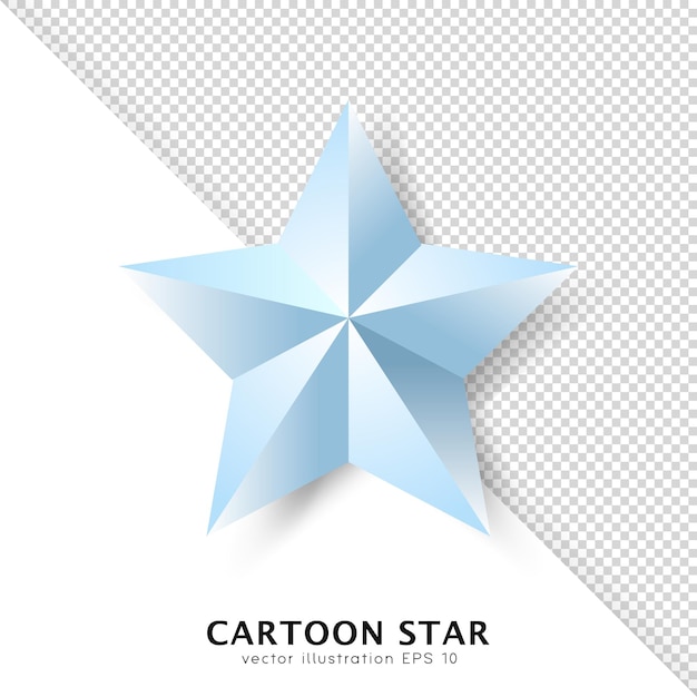 Estrella de gradiente de plata de dibujos animados aislada sobre fondo blanco y transparente. Estrella brillante, brillante y brillante