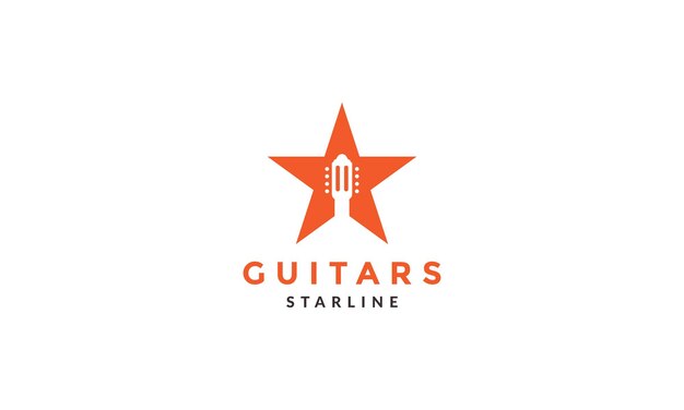 Estrella con guitarra logo símbolo vector icono ilustración diseño gráfico