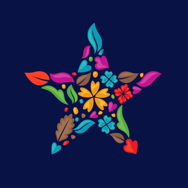 Vector estrella con el logotipo de la flor