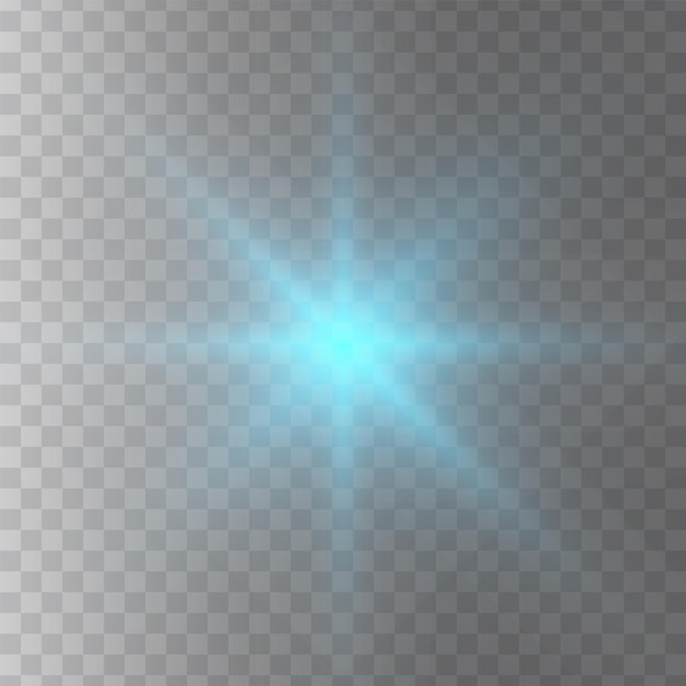 Estrella de luz azul brillante estrella de sol brillante transparente explota y destello brillante estallido brillante