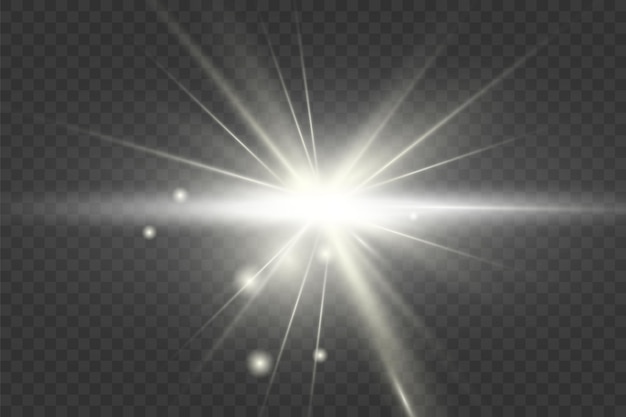 Estrella de luz brillante con destellos ilustración de vector de efecto de luz dorada