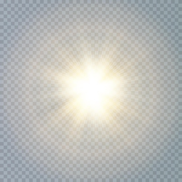 Estrella de luz dorada png. Luz sol dorado png. Destello de luz dorado png. ilustrador de vectores. temporada de verano.