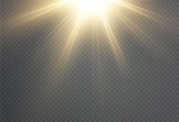 Estrella de luz dorada png. Luz sol dorado png. Destello de luz dorado png. ilustrador de vectores. temporada de verano.
