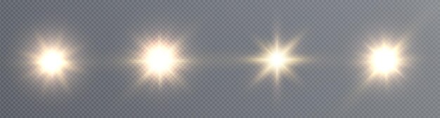 Estrella de luz dorada png. Luz sol dorado png. Destello de luz dorado png. ilustrador de vectores.