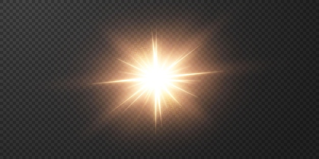 Estrella de luz sobre un fondo negro transparente