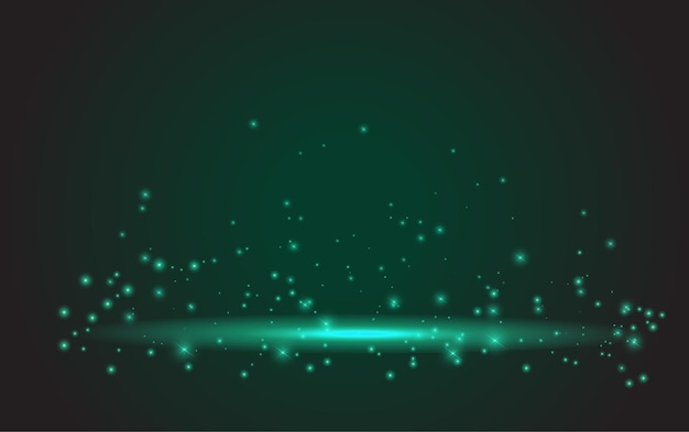 Estrella de luz verde horizontal abstracta a través