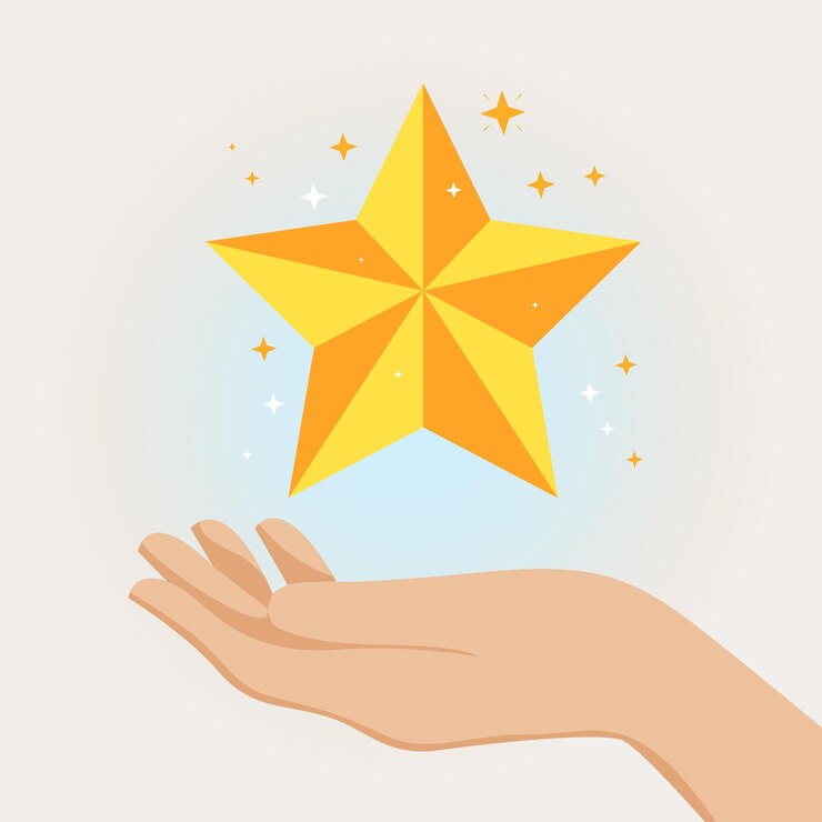 Estrella en la mano Comentarios de los clientesConcepto de experiencia de retroalimentación
