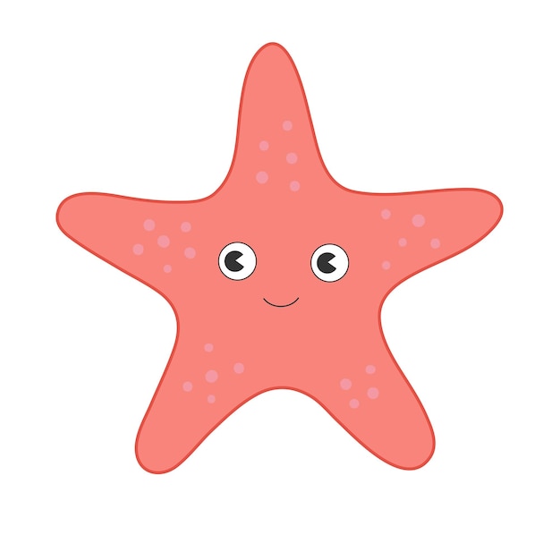 Estrella de mar animal con elementos de vida marina dibujados a mano Estelar de mar lindo aislado