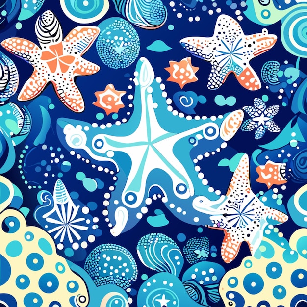 estrella de mar caprichosa bajo el agua patrón de sueño ilustración vectorial