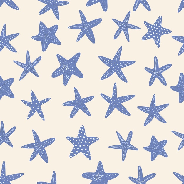 Estrella de mar de patrones sin fisuras Silueta negra Estrella atlántica Animal marino Impresión vectorial