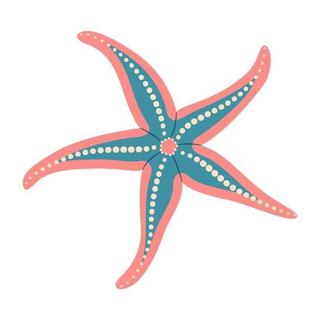 Estrella de mar real icono plano animal marino estilo de dibujos animados equinodermo mundo submarino