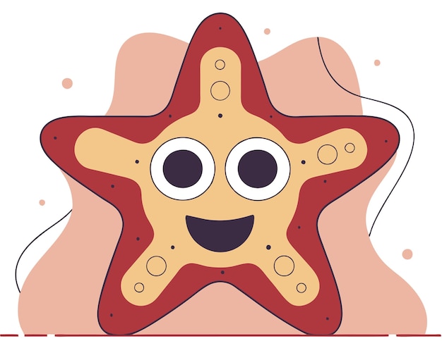 Estrella de mar sonriendo feliz ilustración de dibujos animados