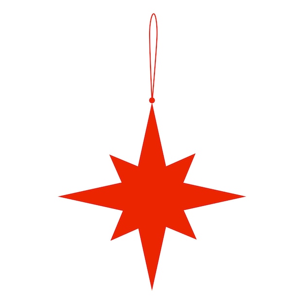 Estrella de Navidad, adorno de vector rojo