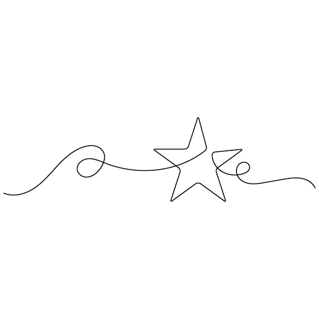 Estrella de Navidad arte de una sola línea continuo dibujo de una línea de icono vectorial de contorno aislado