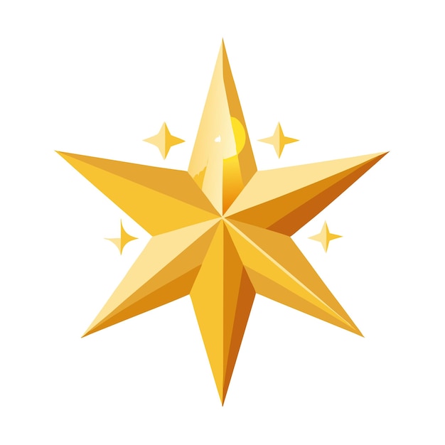 estrella de Navidad dorada brillante con diseño de clipart suave dibujos animados dibujo de ilustración