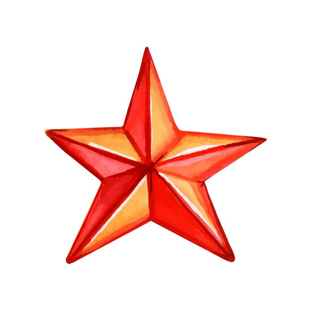 Estrella de Navidad roja sobre una ilustración de vector de acuarela de fondo blanco