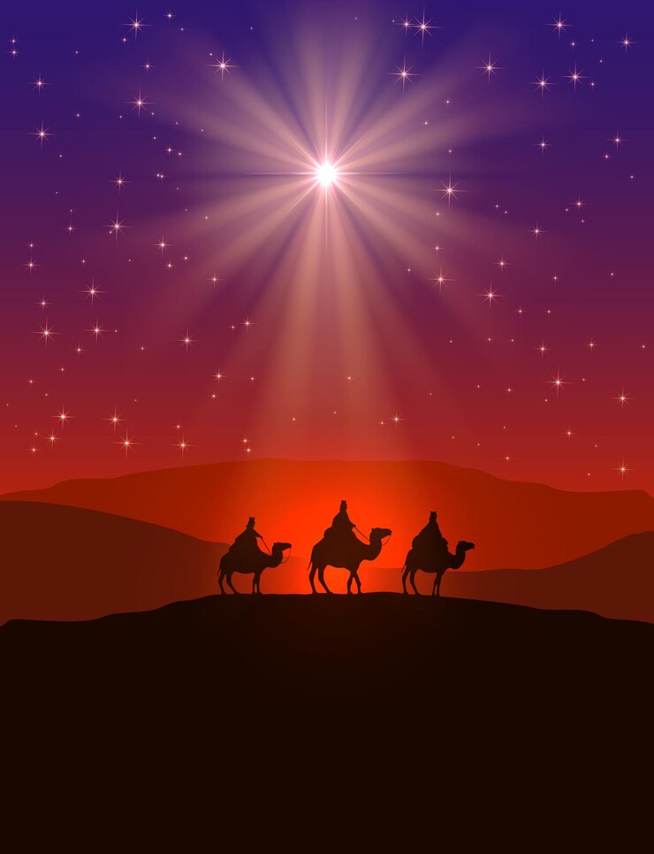 Estrella de navidad y tres reyes magos
