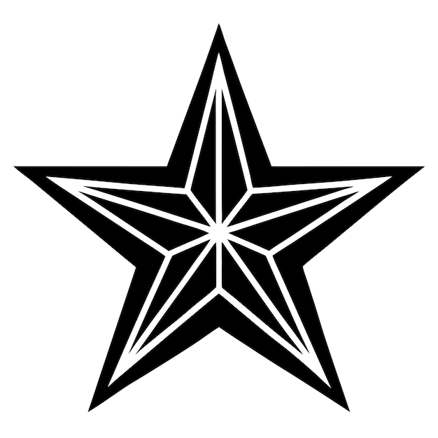 una estrella negra y blanca con una estrella blanca en ella