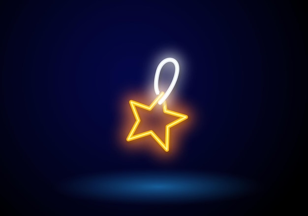 Estrella de neón con decoración de navidad y año nuevo de 5 rayos colorido festivo conjunto de estrellas de neón estilo de esquema icono brillante signo y símbolo para el diseño de vacaciones kit de ilustración vectorial