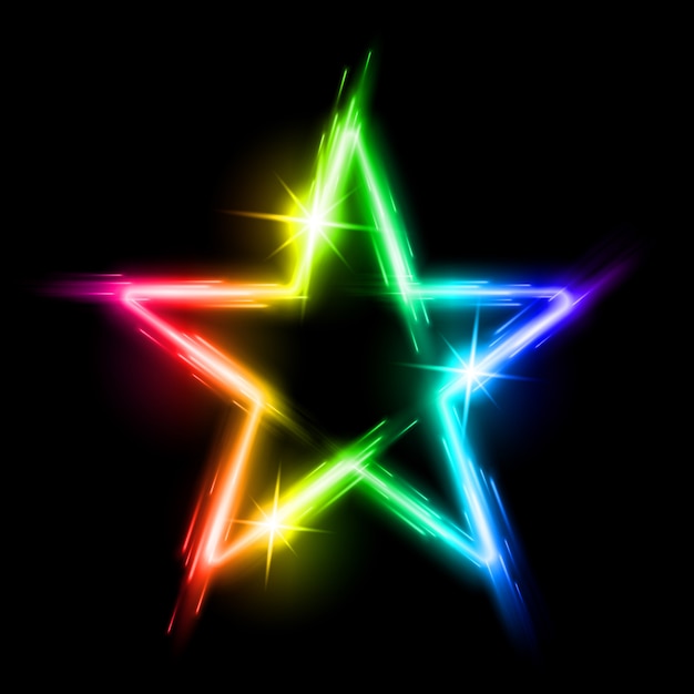 estrella de neón multicolor