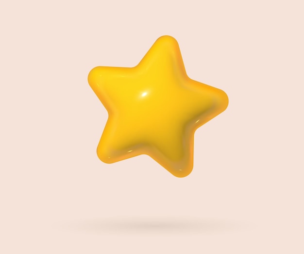 Estrella de oro amarillo 3d en estilo de dibujos animados realista Elementos de diseño de renderizado de vector pop suave para premios de retroalimentación y logros