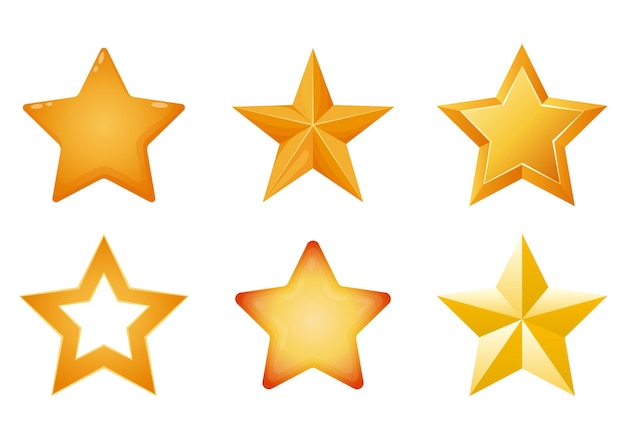Estrella de oro de calificación Insignia de metal amarillo brillante o plantilla de medalla Concepto de revisión del cliente Ícono de trofeo de estrella amarilla brillante Símbolo de liderazgo