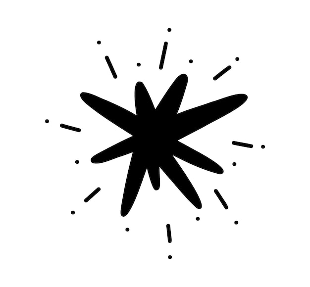 Estrella parpadea y chispa Ilustración vectorial dibujada sobre un fondo blanco