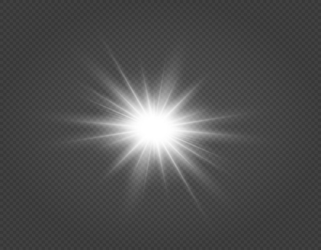 Estrella de plata brillante Efecto de luz Estrella brillante Estrella de Navidad La luz blanca brillante explota