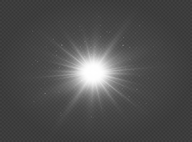 Estrella de plata brillante Efecto de luz Estrella brillante Estrella de Navidad La luz blanca brillante explota