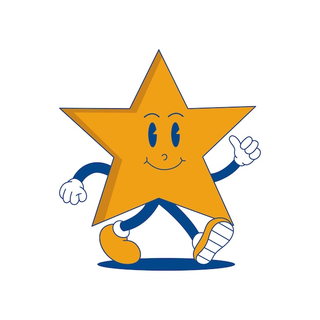 Estrella Retro Mascota Funny personaje de dibujos animados de la estrella