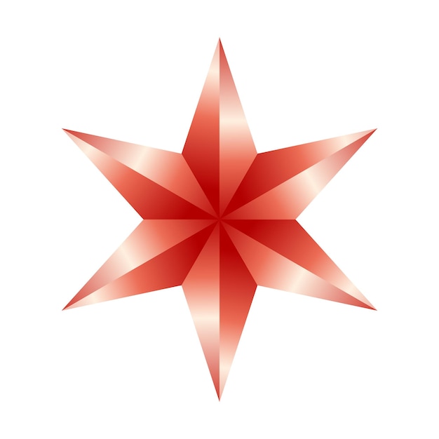 Estrella roja decorativa vectorial sobre fondo blanco