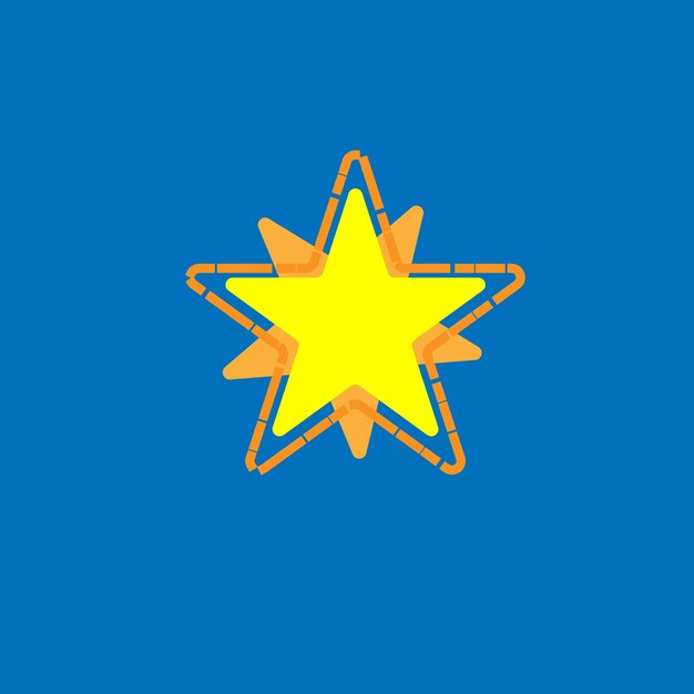 estrella en un vector de fondo azul icono de burbuja de habla de bang amarillo y naranja