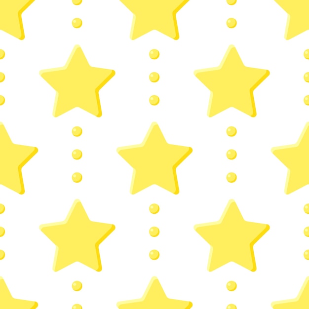 Estrellas amarillas en fondo blanco punteado patrón sin costuras vectorial