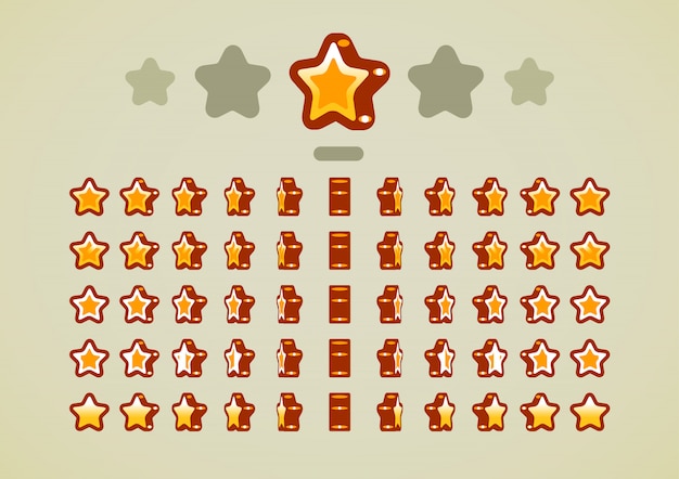 Estrellas animadas de oro para videojuegos.